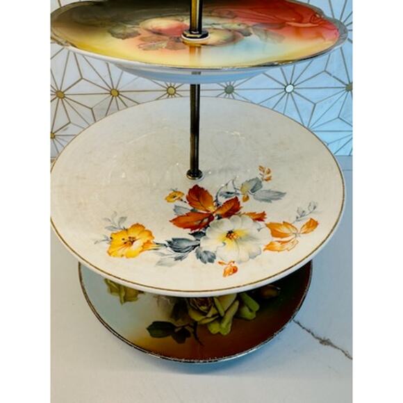 Three-Tier Dessert Stand | Vintage China ‎ | Bridal Decor - Picture 3 of 9